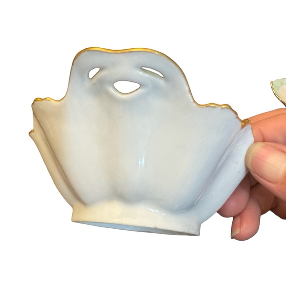 M & Z Austrian Porcelain Floral Trinket Dish Gold Handle Vintage 1900-1940 - Picture 5 of 15